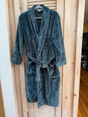 The Company Store Luxe Plush Dark Green Men's Bath Robe Unisex Small Full Length